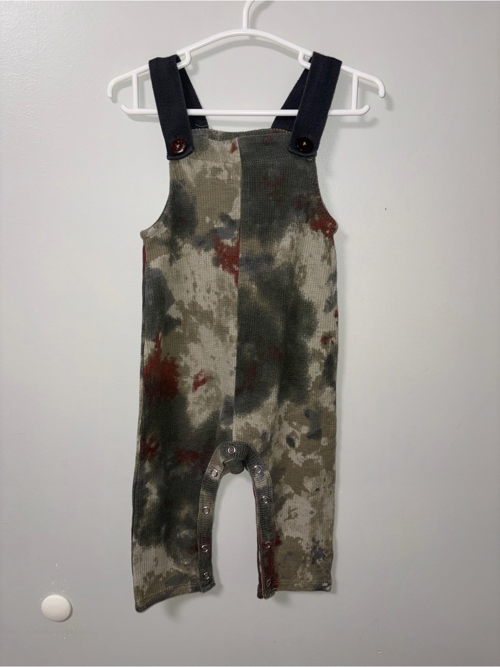 Art Class Green & Brown Tie Dye Waffle Knit Sleeveless Romper Unisex 18M
